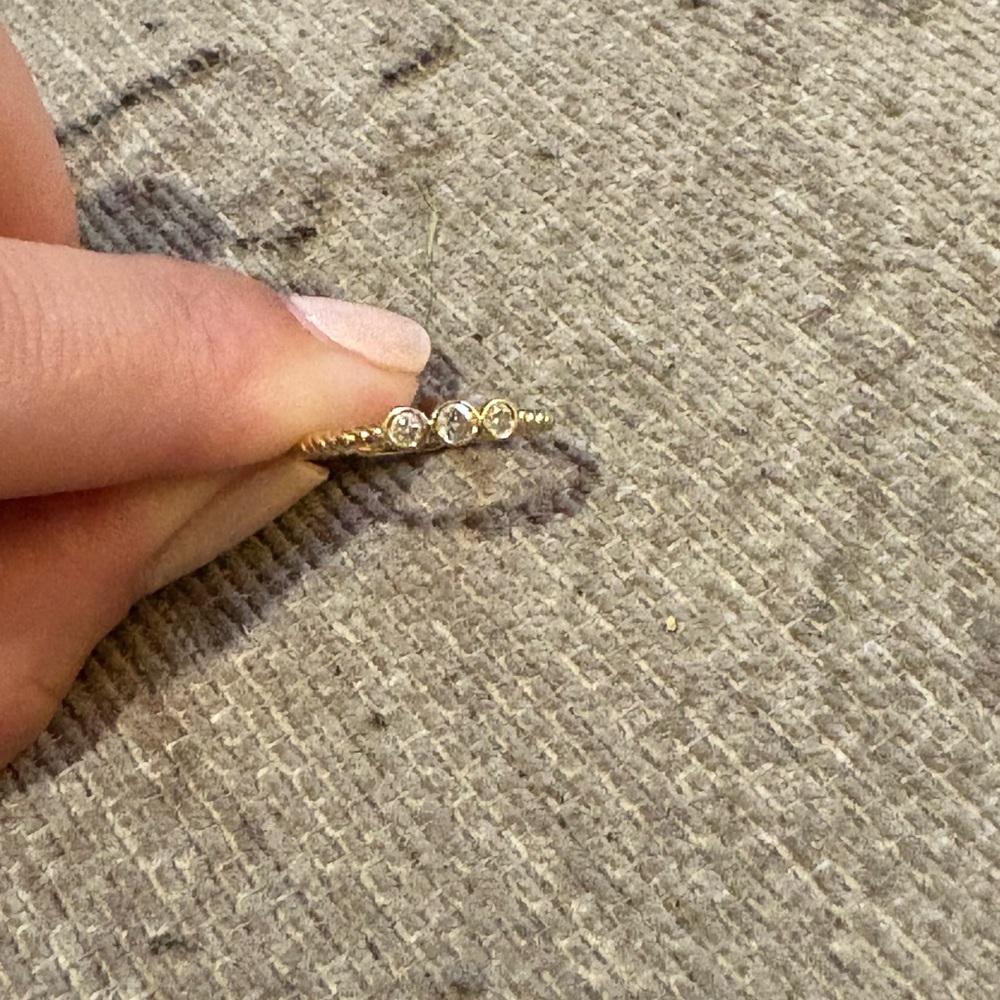 14k gold twist diamond stacking ring sz 5